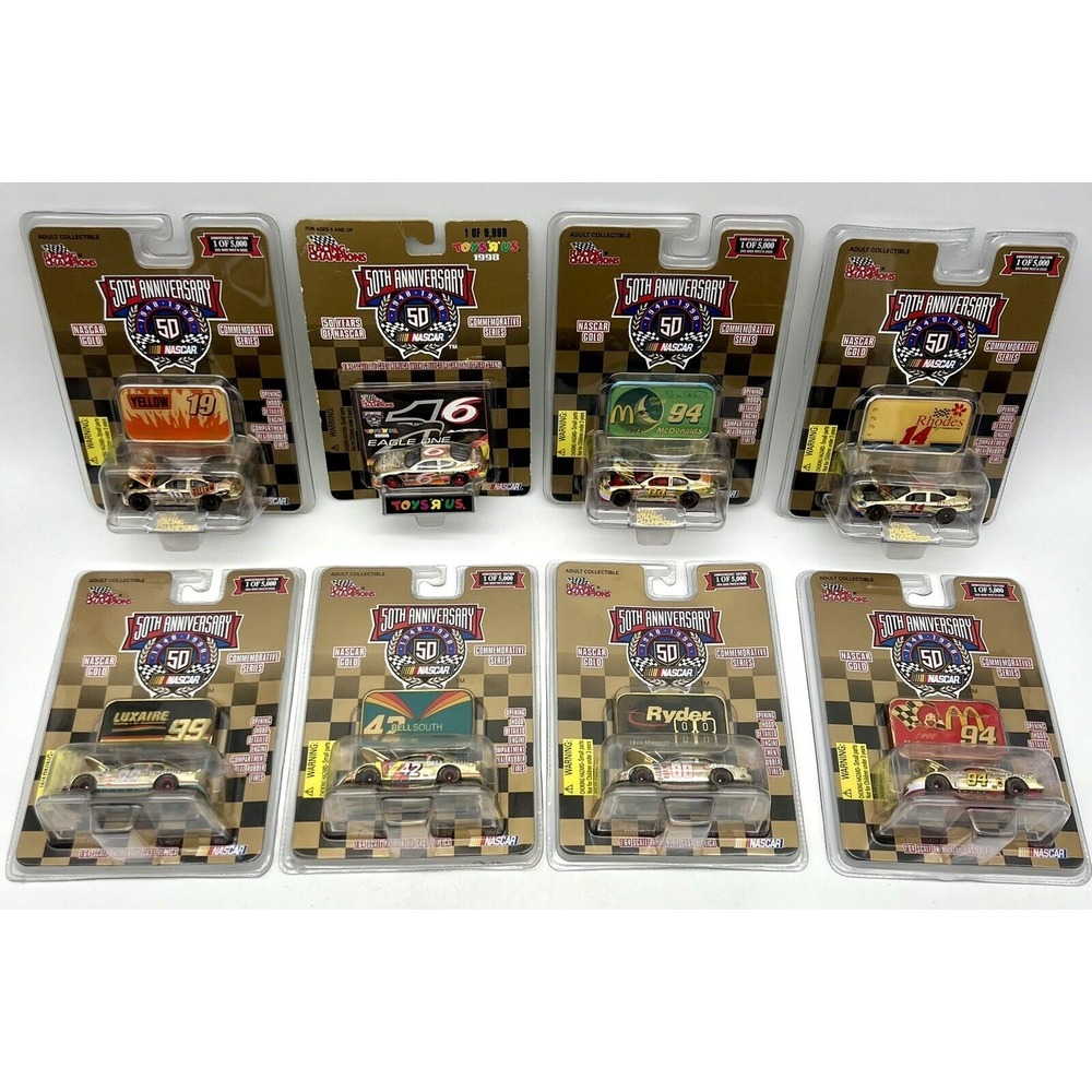 Lot Of‎ 8 Racing Champions Nascar 50th Anniversary Gold 1:64 Scale 1998